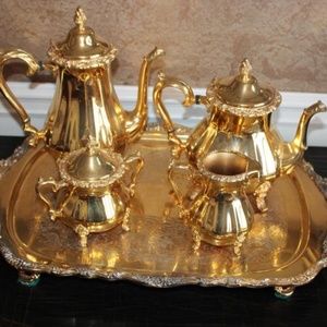 24K Gold Plated Coffee/Tea Service Vintage Rare